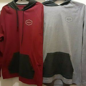 2 RVCA VA Long Sleeve T-Shirt Hoodie T-Shirt MENS large GRAY is Lt